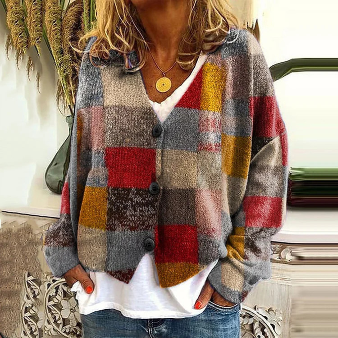 Aurore — Cardigan fleuri en maille douce