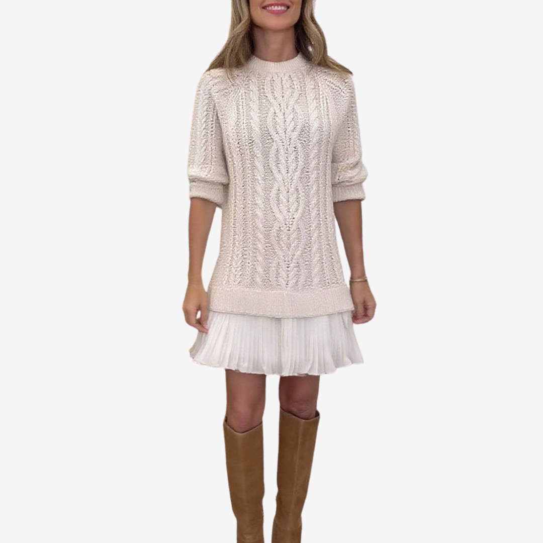 Robe en Tricot 2 en 1 Gaëlle | Le Look Preppy Parfait pour l'Automne