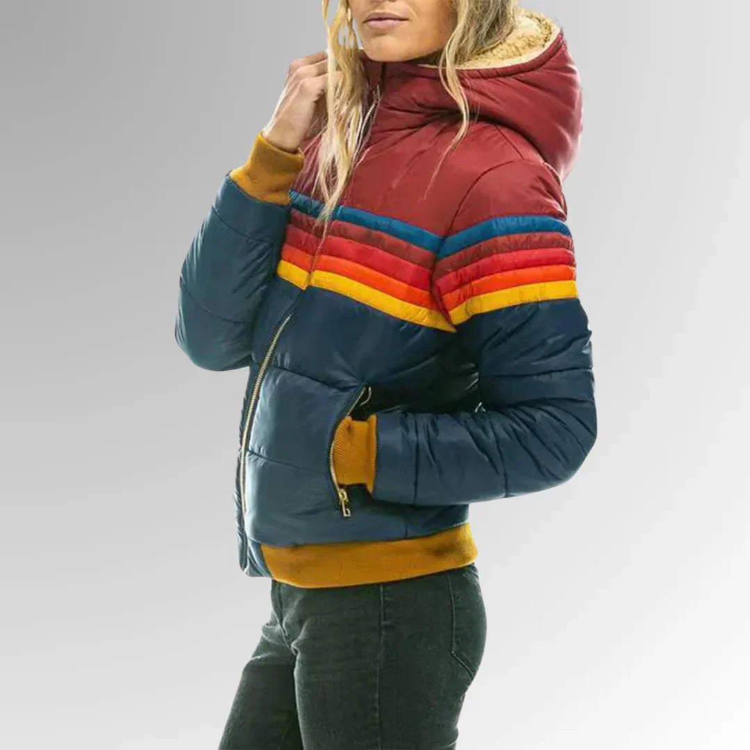 Veste Matelassée Rayée Rétro