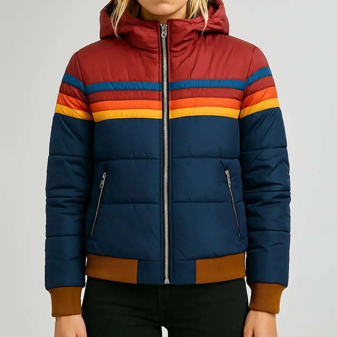 Veste Matelassée Rayée Rétro