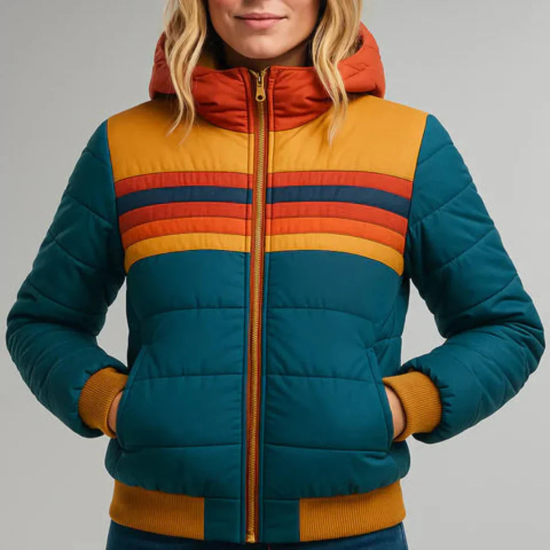 Veste Matelassée Rayée Rétro