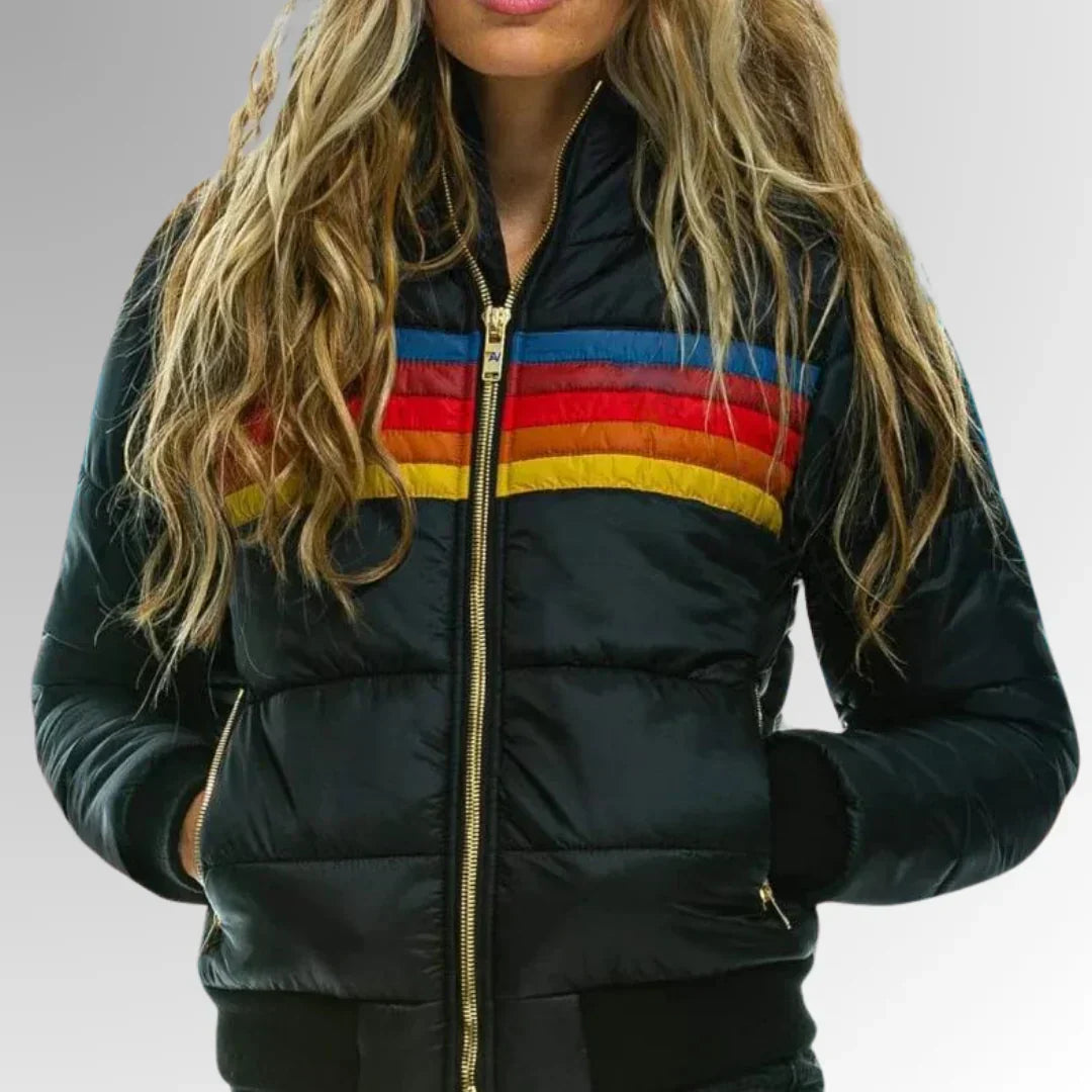 Veste Matelassée Rayée Rétro