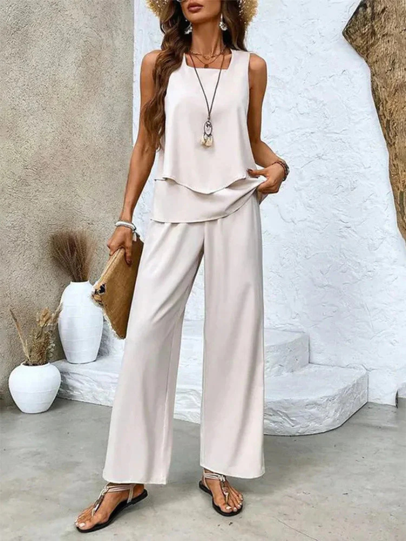 Ovelynra™ | Sleeveless top and wide-leg pants