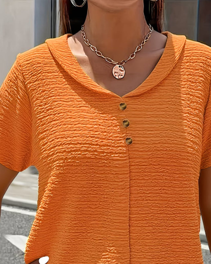 Peter Pan Collar T-Shirt with Buttons