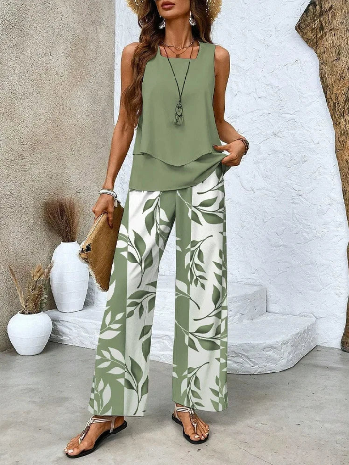 Ovelynra™ | Sleeveless top and wide-leg pants