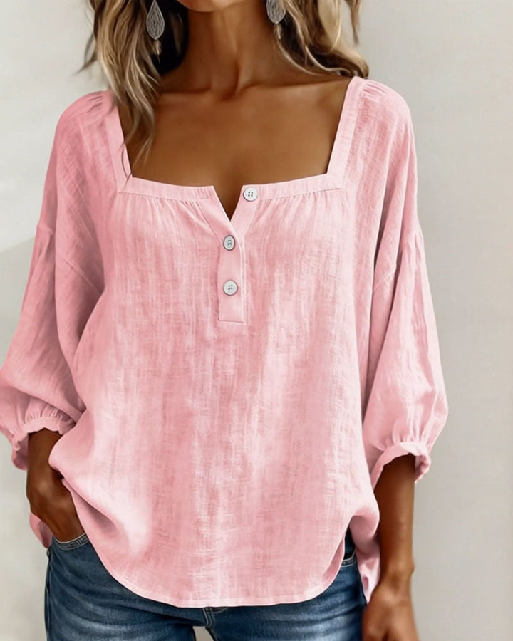Square Neck Balloon Sleeve Shirt