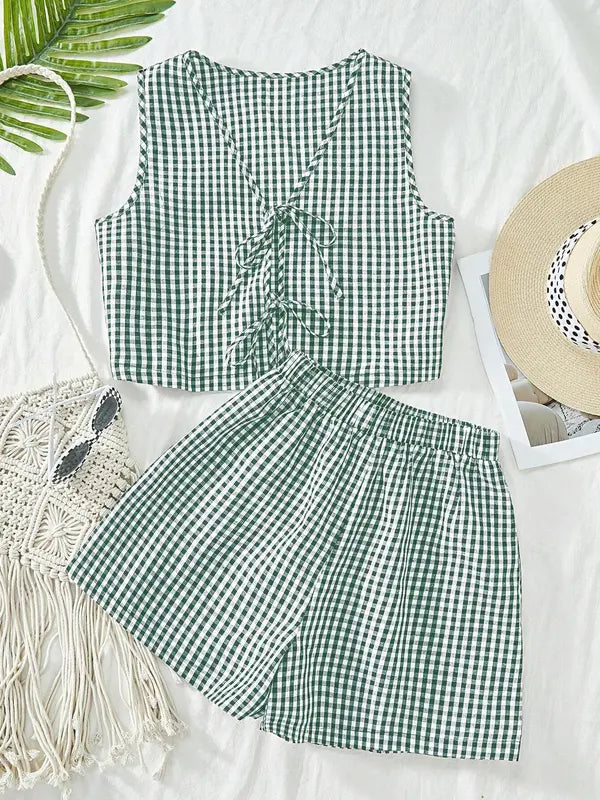 MOESHA™ - Chic Summer Sleeveless Vest and High-Waist Shorts Set