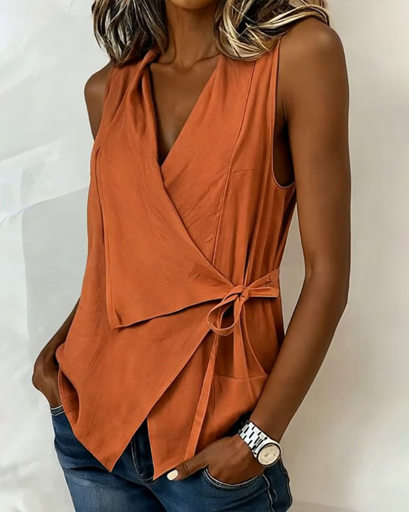 Wide Strap Cross Top with Bow