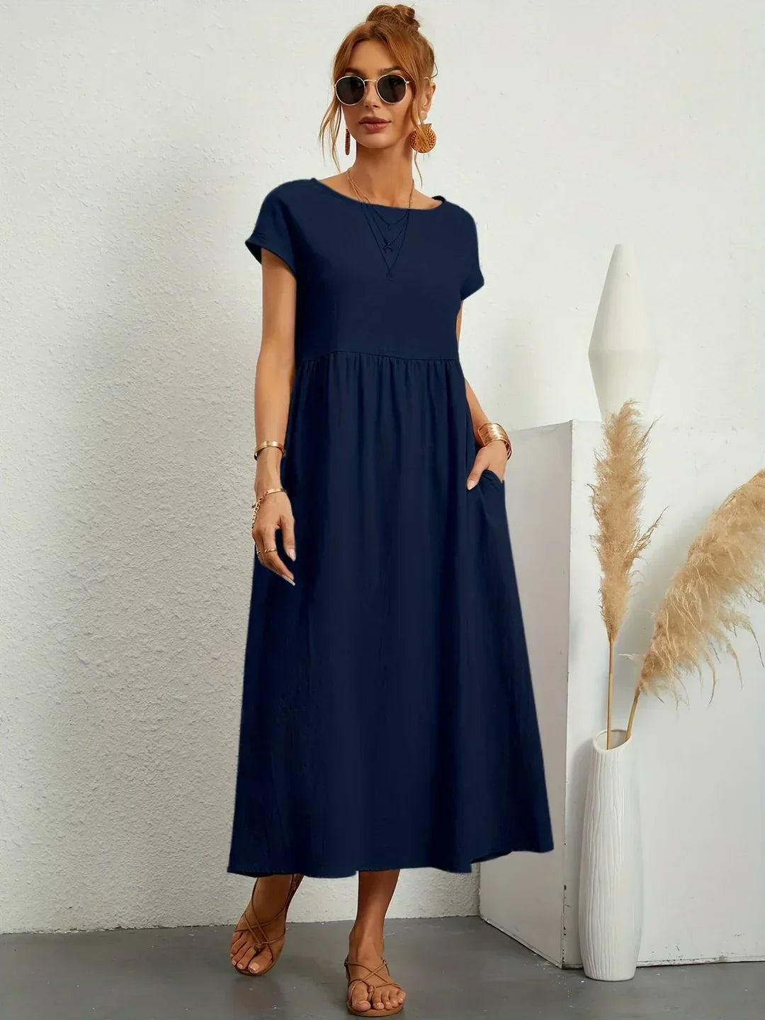 Gabrielle — Robe midi fluide élégance intemporelle