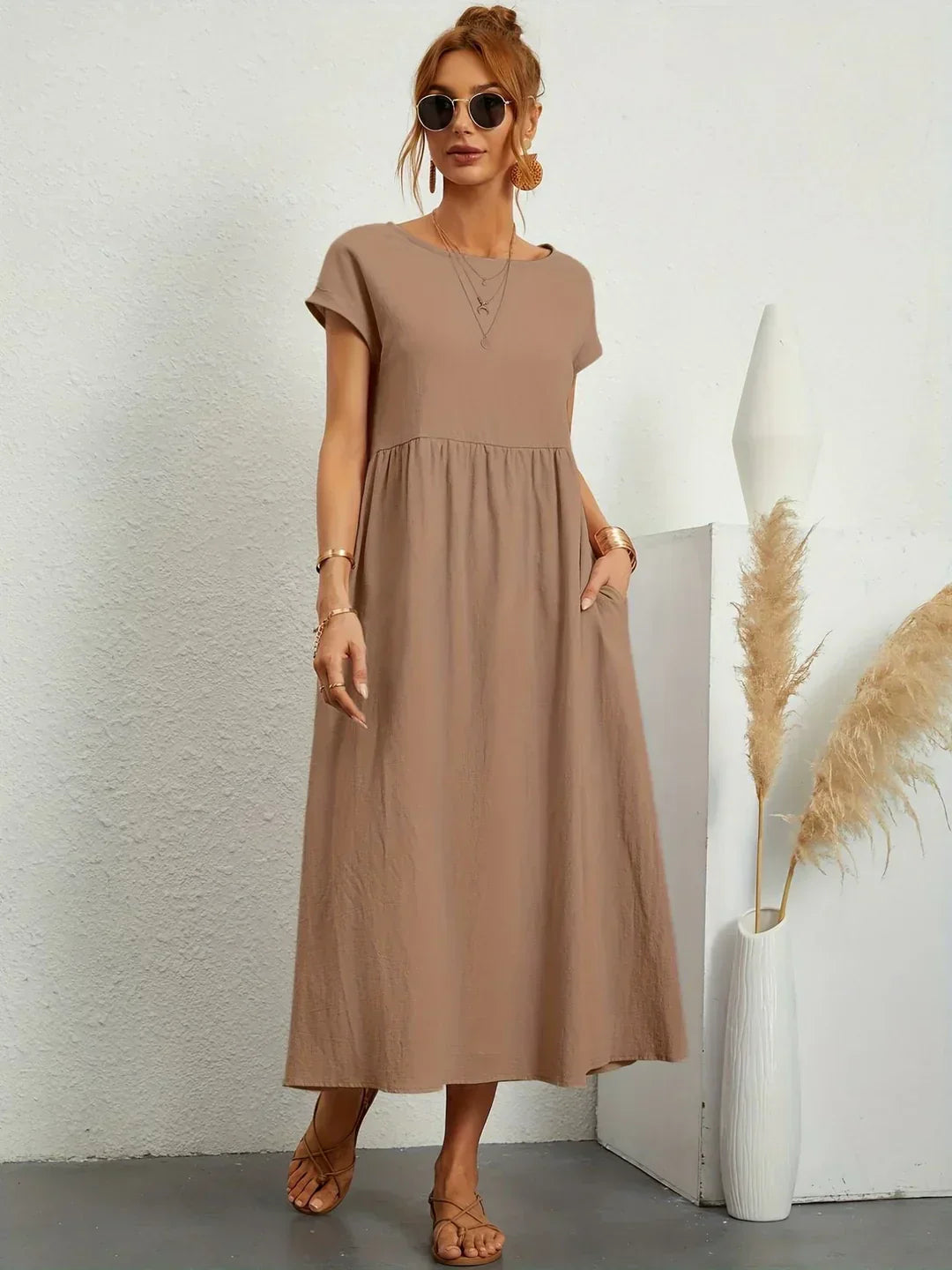 Gabrielle — Robe midi fluide élégance intemporelle