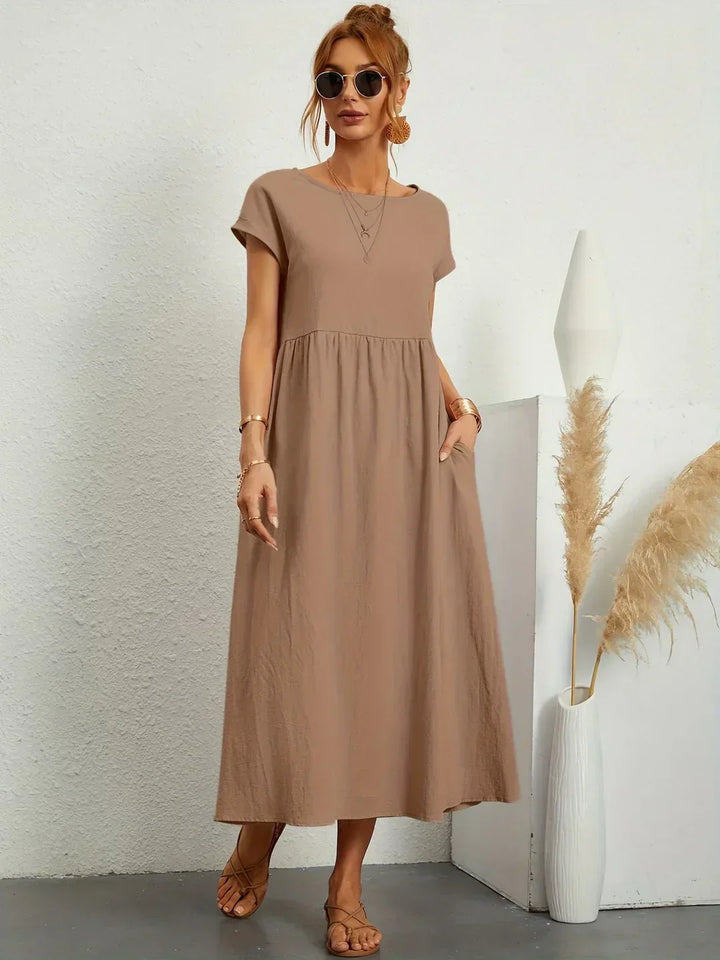 Gabrielle — Robe midi fluide élégance intemporelle