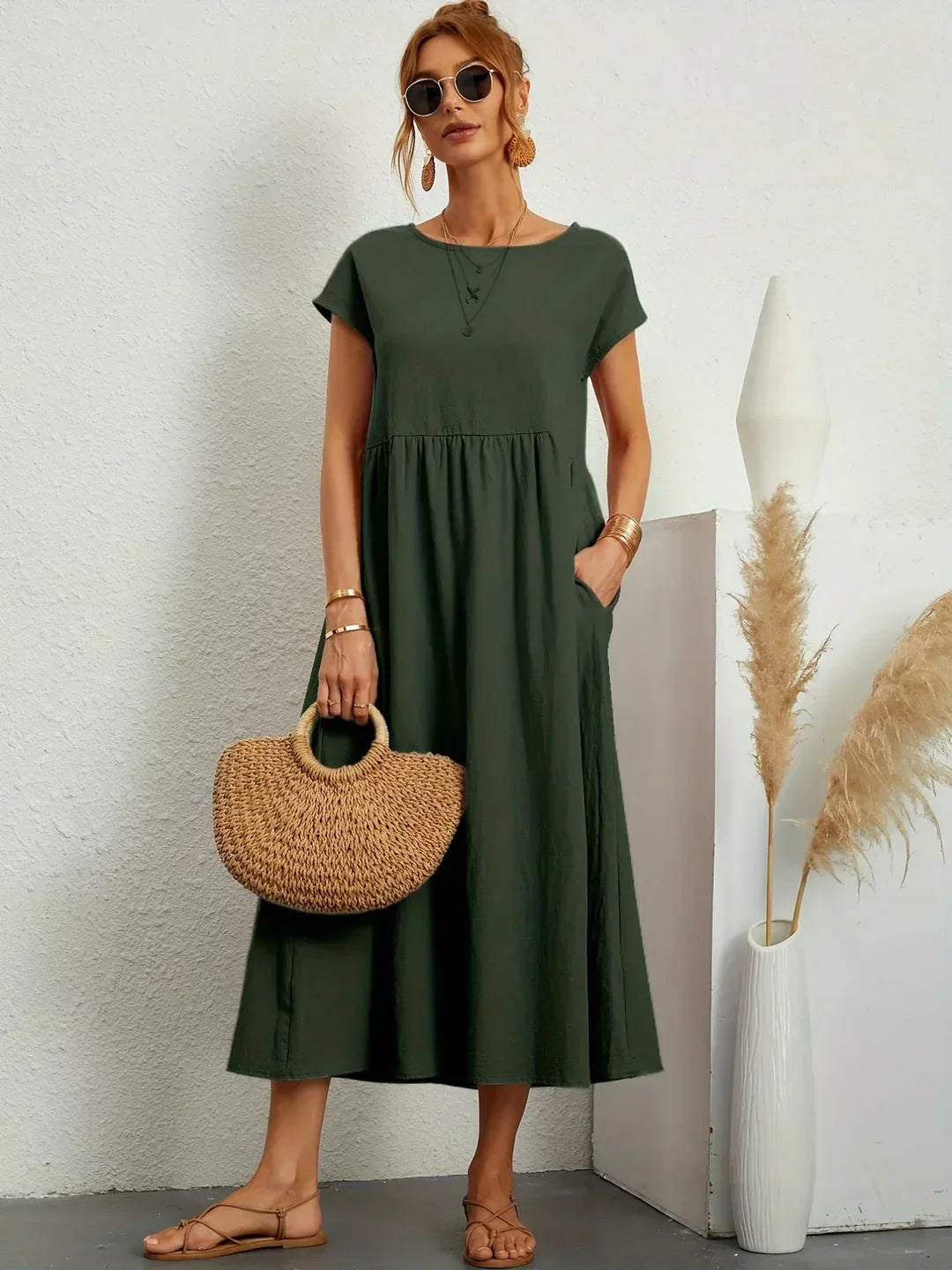 Gabrielle — Robe midi fluide élégance intemporelle