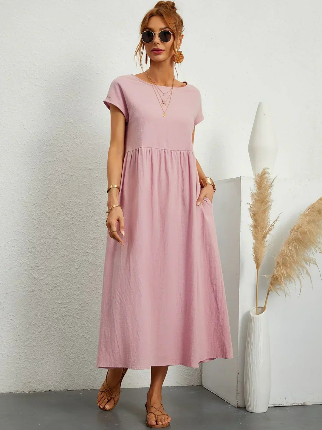 Gabrielle — Robe midi fluide élégance intemporelle