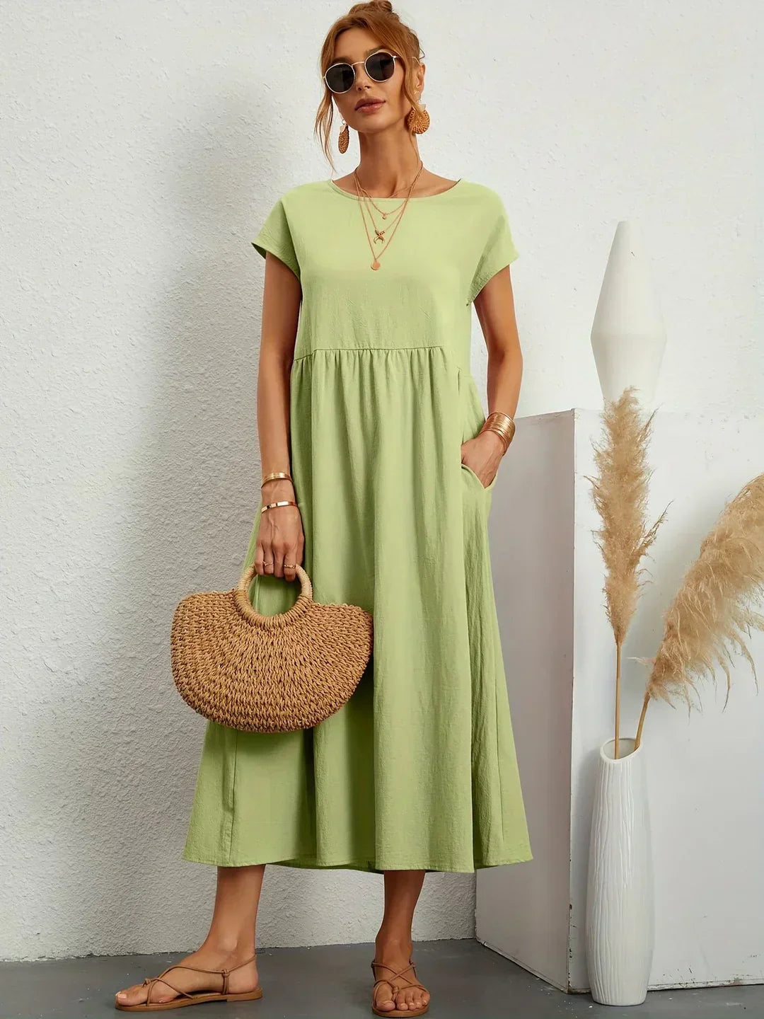 Gabrielle — Robe midi fluide élégance intemporelle