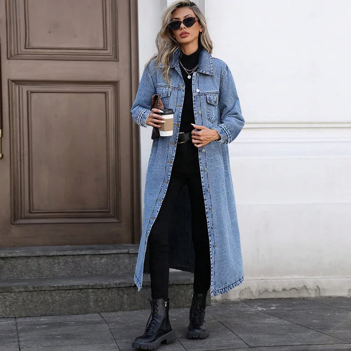 Veste longue en jean élégante