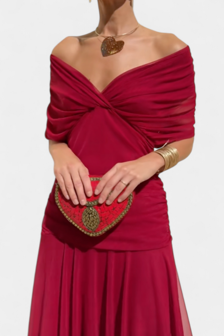Flora™ - Long Floral V Neck Dress