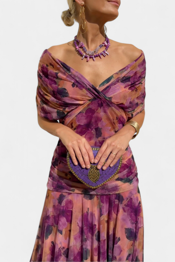Elegant Knee Length Dress Deep V Neck Ruched Waist