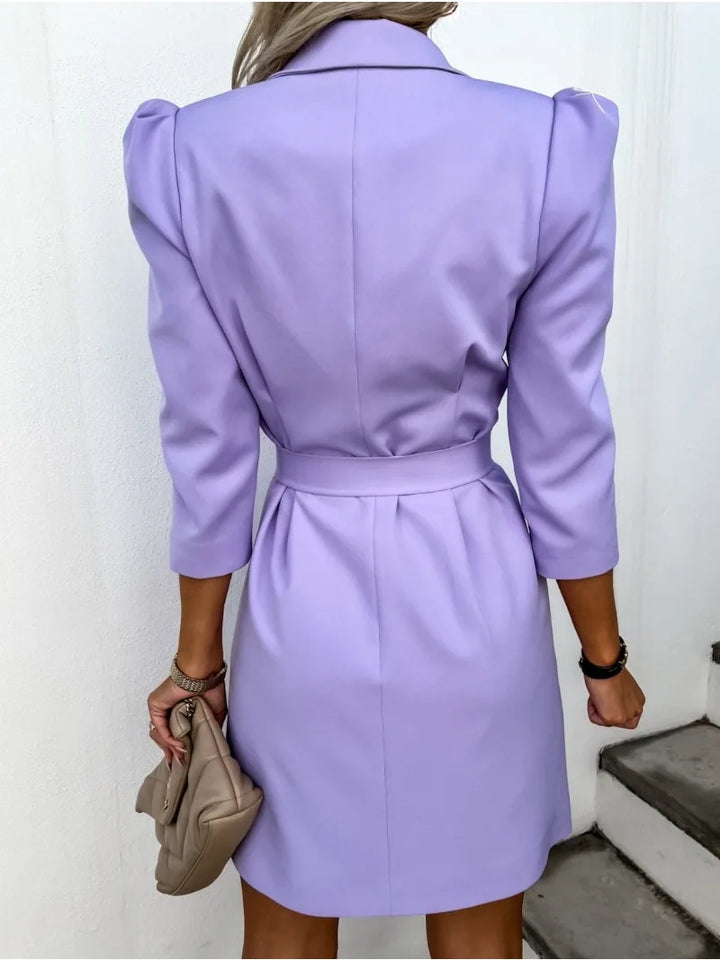 MARCELLINE | ELEGANT PRINTED COLLAR MIDI DRESS