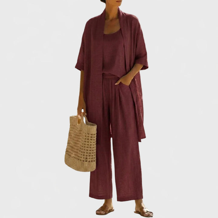 Minimalist, lightweight, breathable and elegant 3-piece set