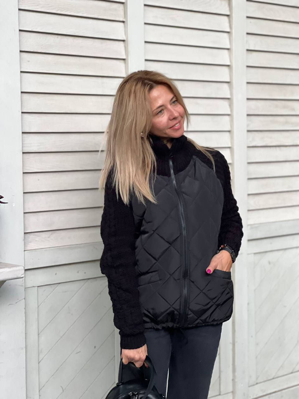 Élise — Veste matelassée mi-longue à col montant