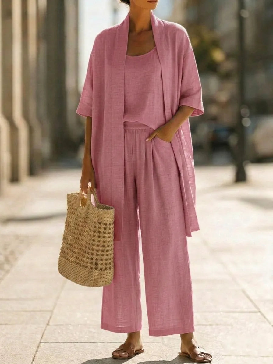 Minimalist, lightweight, breathable and elegant 3-piece set