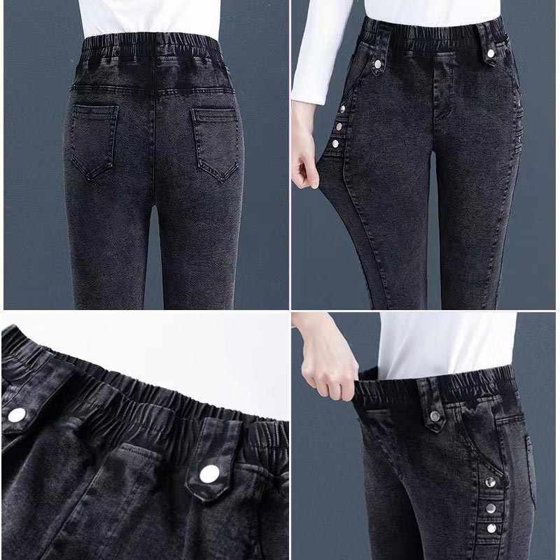 Jean skinny élastique en peluche chaude