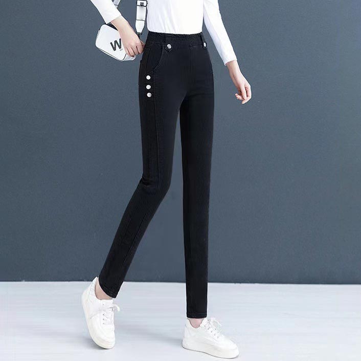 Jean skinny élastique en peluche chaude